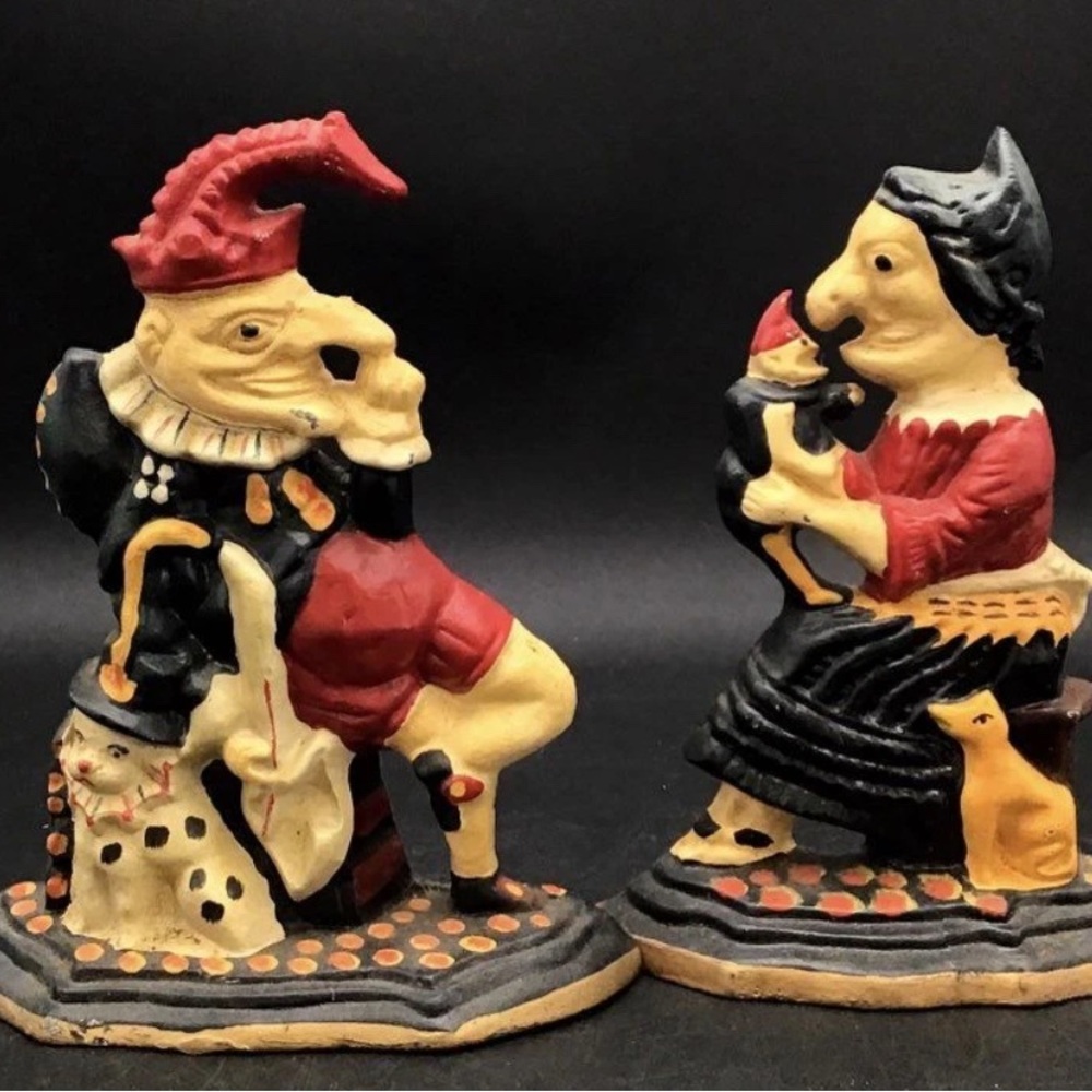 Antique circa early 19th century punch and judy door stops
